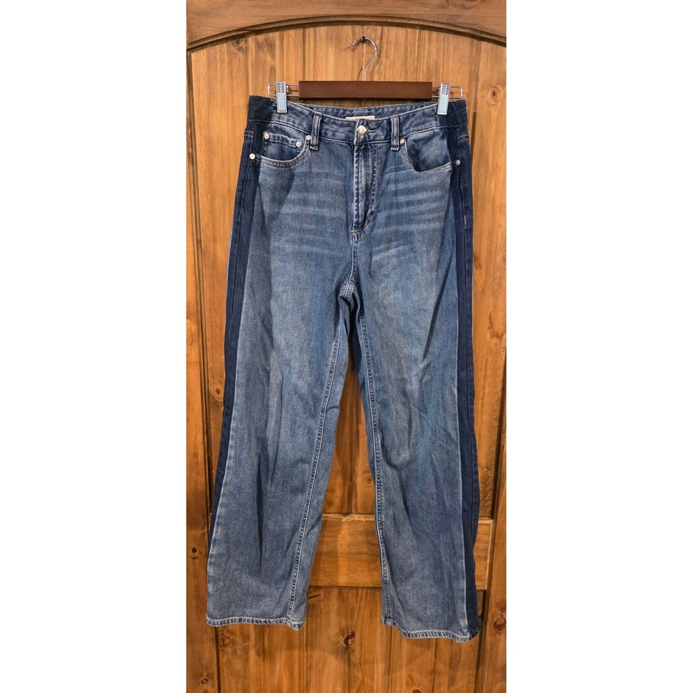 OAT New York Jeans Women 8/29 Blue Excellent Two Tone Stripe Cloud Luxe Denim